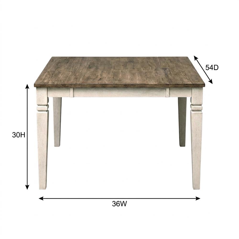 Adjustable Dining Table with Butterfly Leaf in Smokey White & Peppercorn