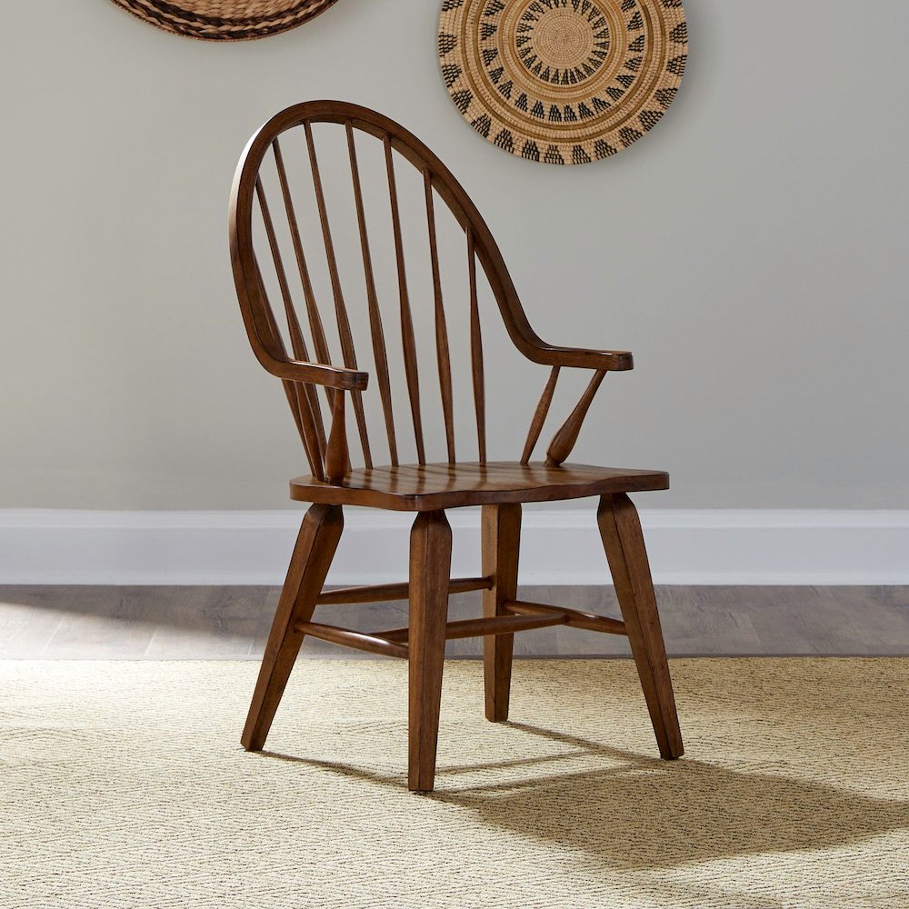 Hearthstone Ridge Windsor Back Arm Chair in Tobacco