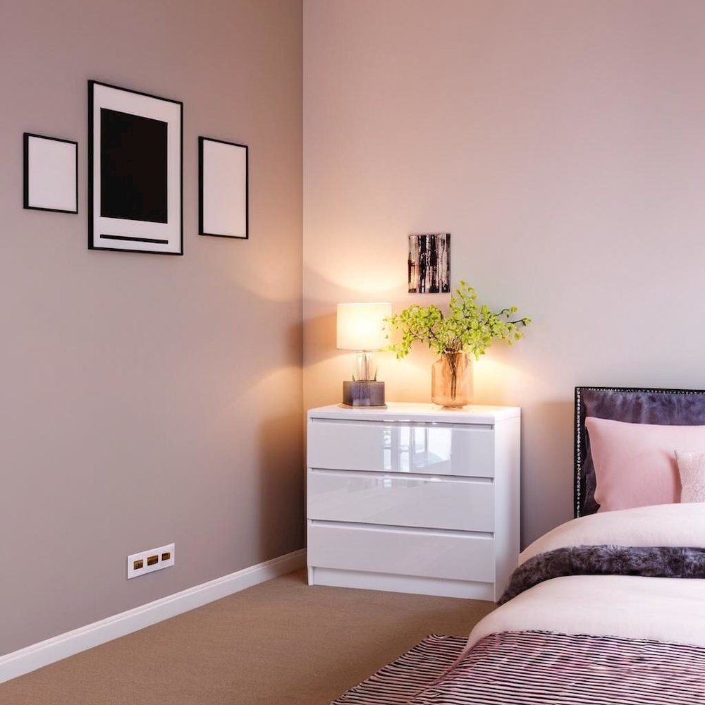 Furnifact White 3 Drawer Dresser – Modern 3 Drawer Dresser for Bedroom, Closet, or Entryway – Sleek and Functional Three Drawer Dresser for Compact Storage