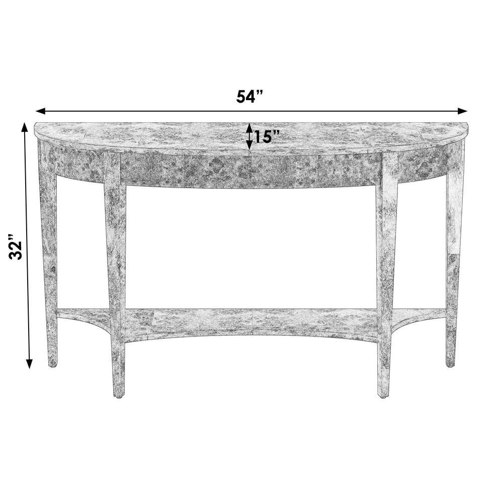 Light Brown Half Moon Sofa Table for Living Room or Narrow Entryway