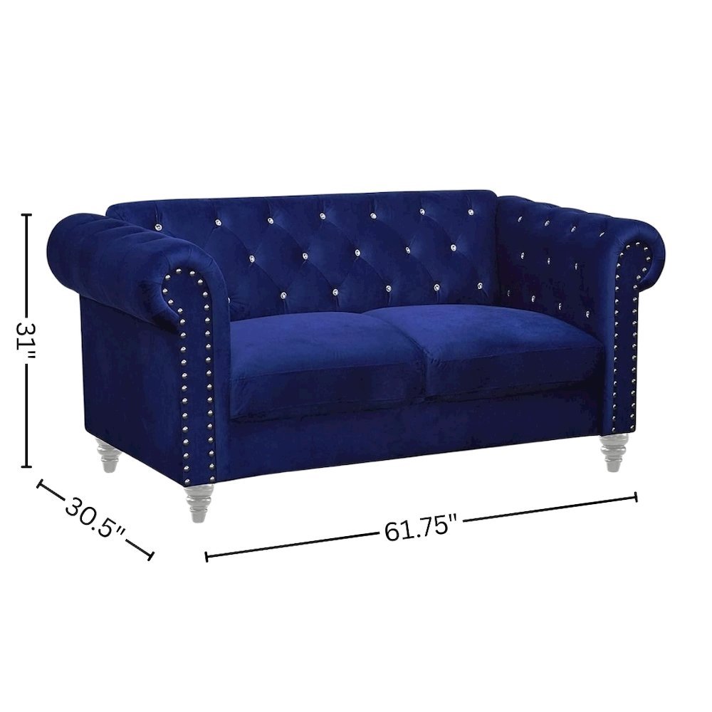 2-Piece Blue Couch Set – Sofa and Loveseat Sofas for Living Room Set