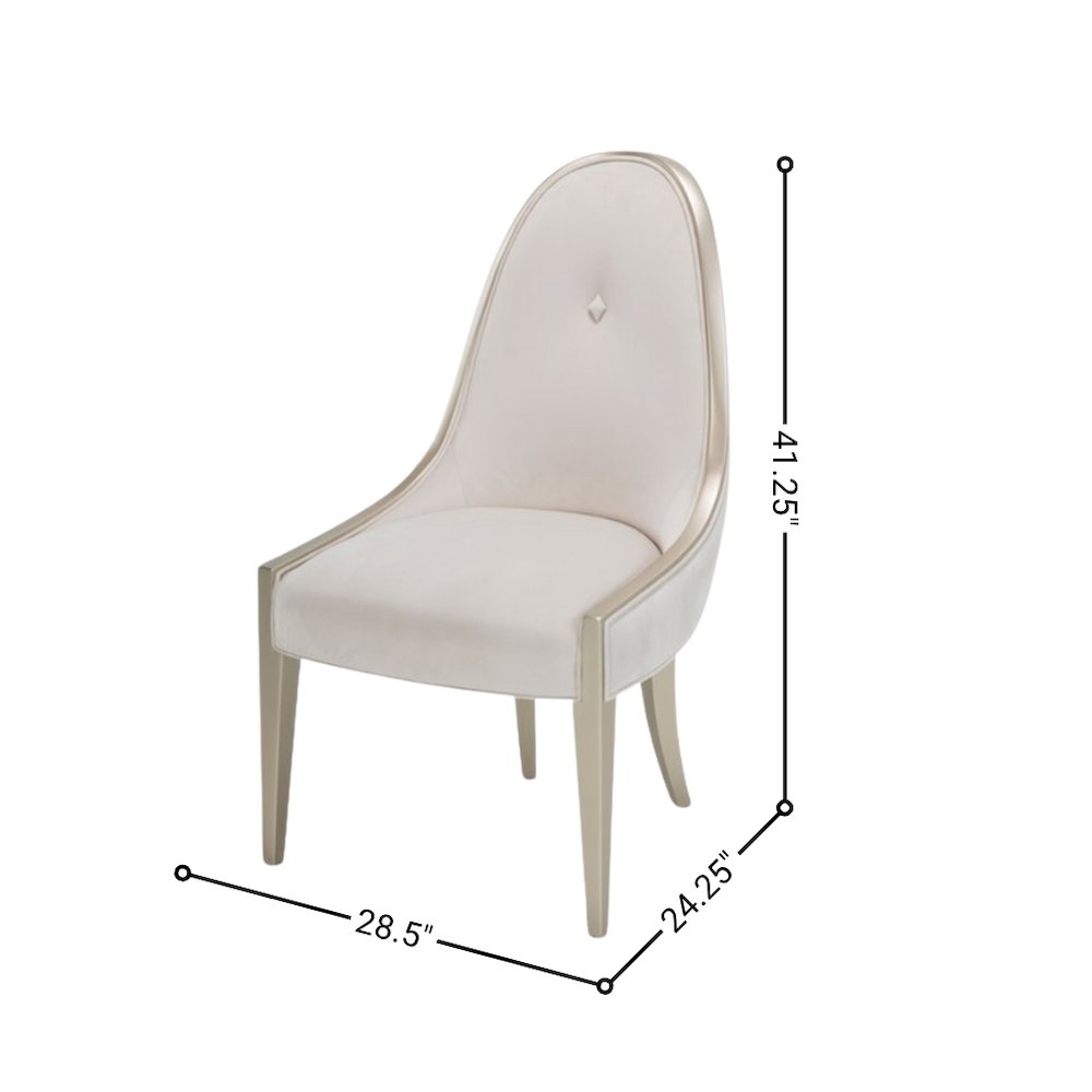 Velvet Upholstered Dining Chair for Dining Table in Beige Finish