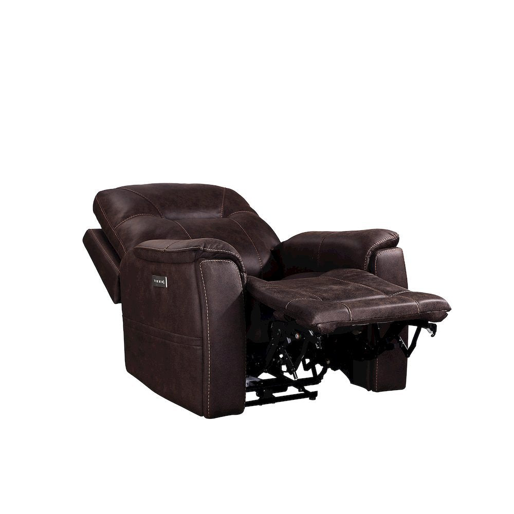 Saddle Brown Power Recliner with Plush Foam, Steel Frame, and PU Fabric