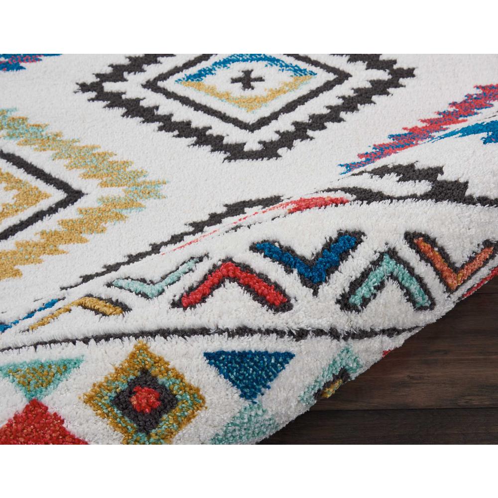 Tribal Decor Area Rug, White, 2'2" x 7'9"