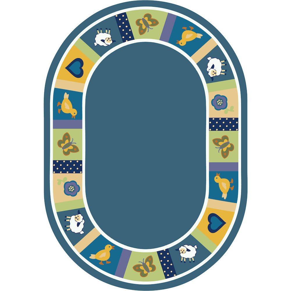 Kid Essentials Baby Blues 7'8" x 10'9" Oval Area Rug in Color Bold