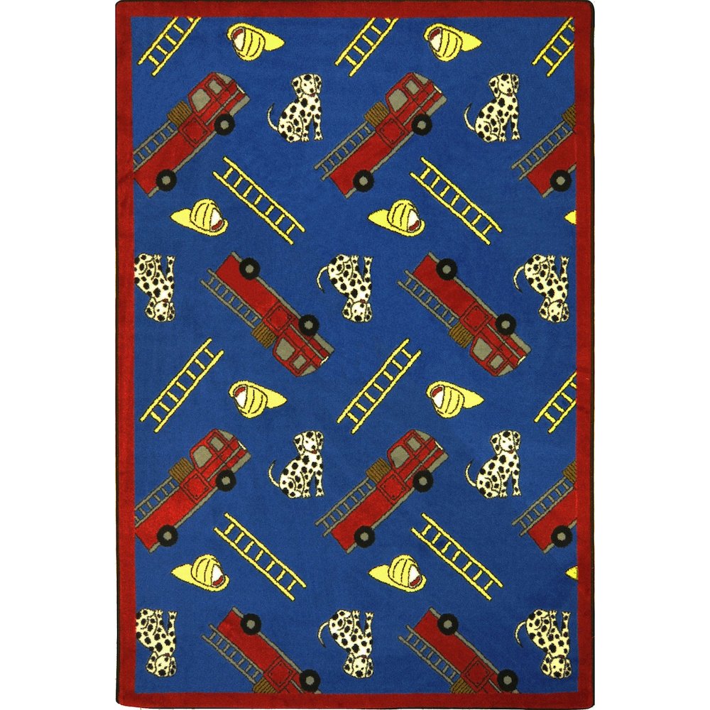 Playful Patterns Hook and Ladder 7'8" x 10'9" Area Rug in Color Blue