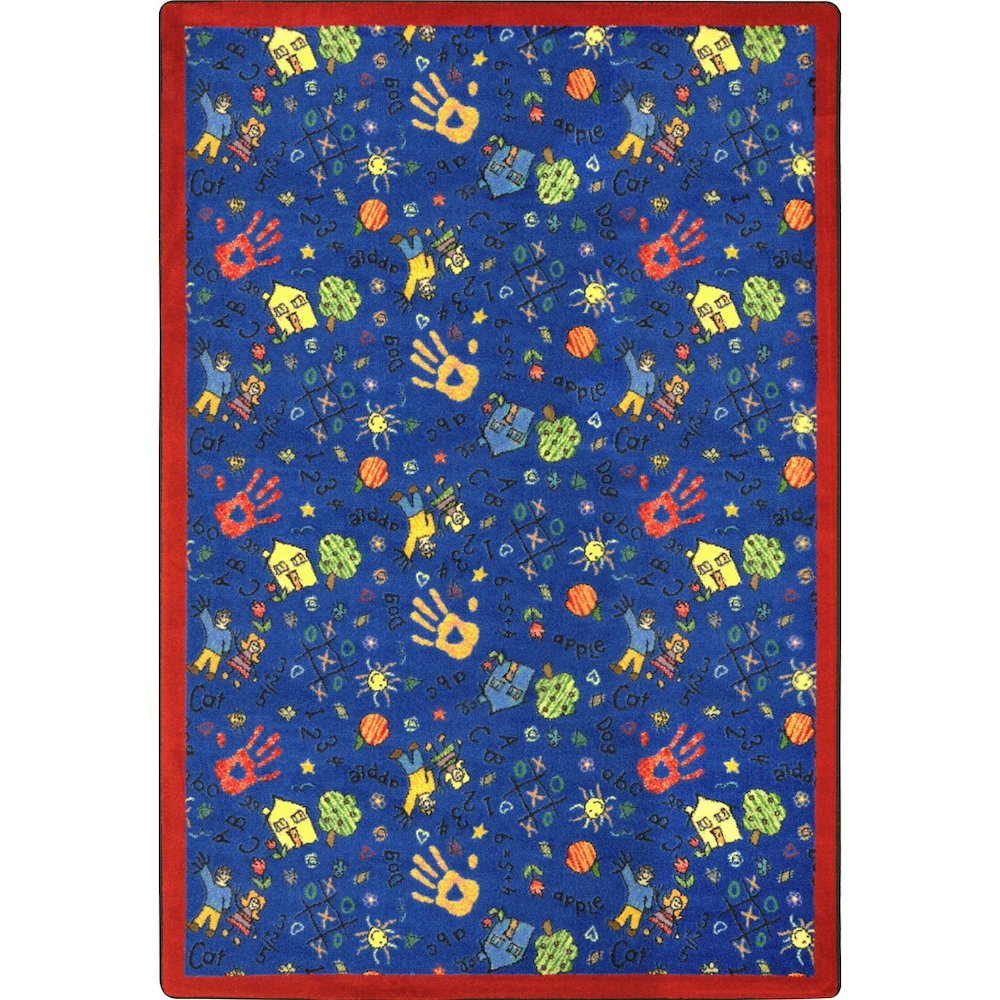 Playful Patterns Scribbles 7'8" x 10'9" Area Rug in Color Blue