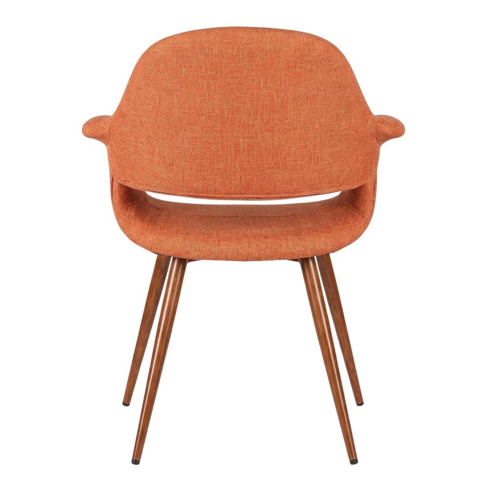 Dining Chair in Walnut Finish with Orange Polyester Upholstery for Comfort