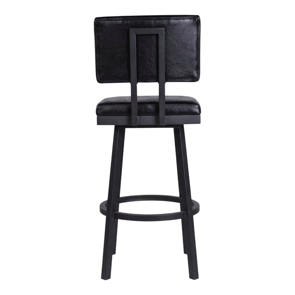 Black Counter Height Barstool with Faux Leather Seat and Powder Coated Finish