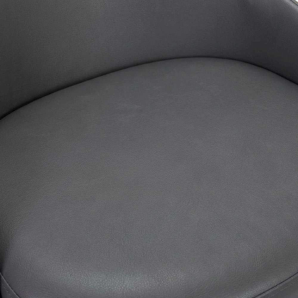 Contemporary Black Wood Finish and Grey Faux Leather Swivel Barstool
