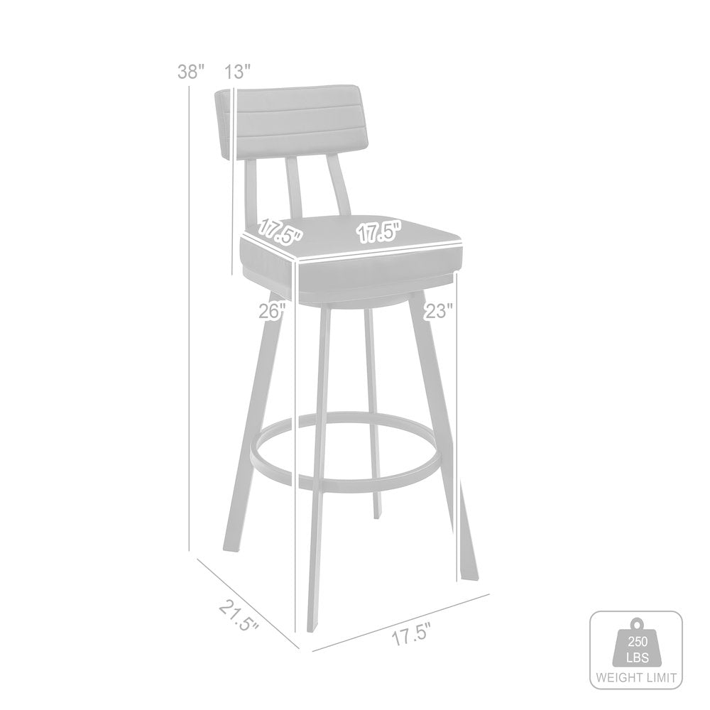 Jinab Swivel Counter or Bar Stool in Faux Leather and Metal