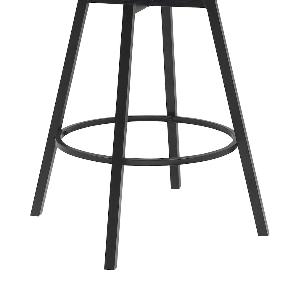 Athena Upholstered Wood Swivel Bar or Counter Stool with Black Metal