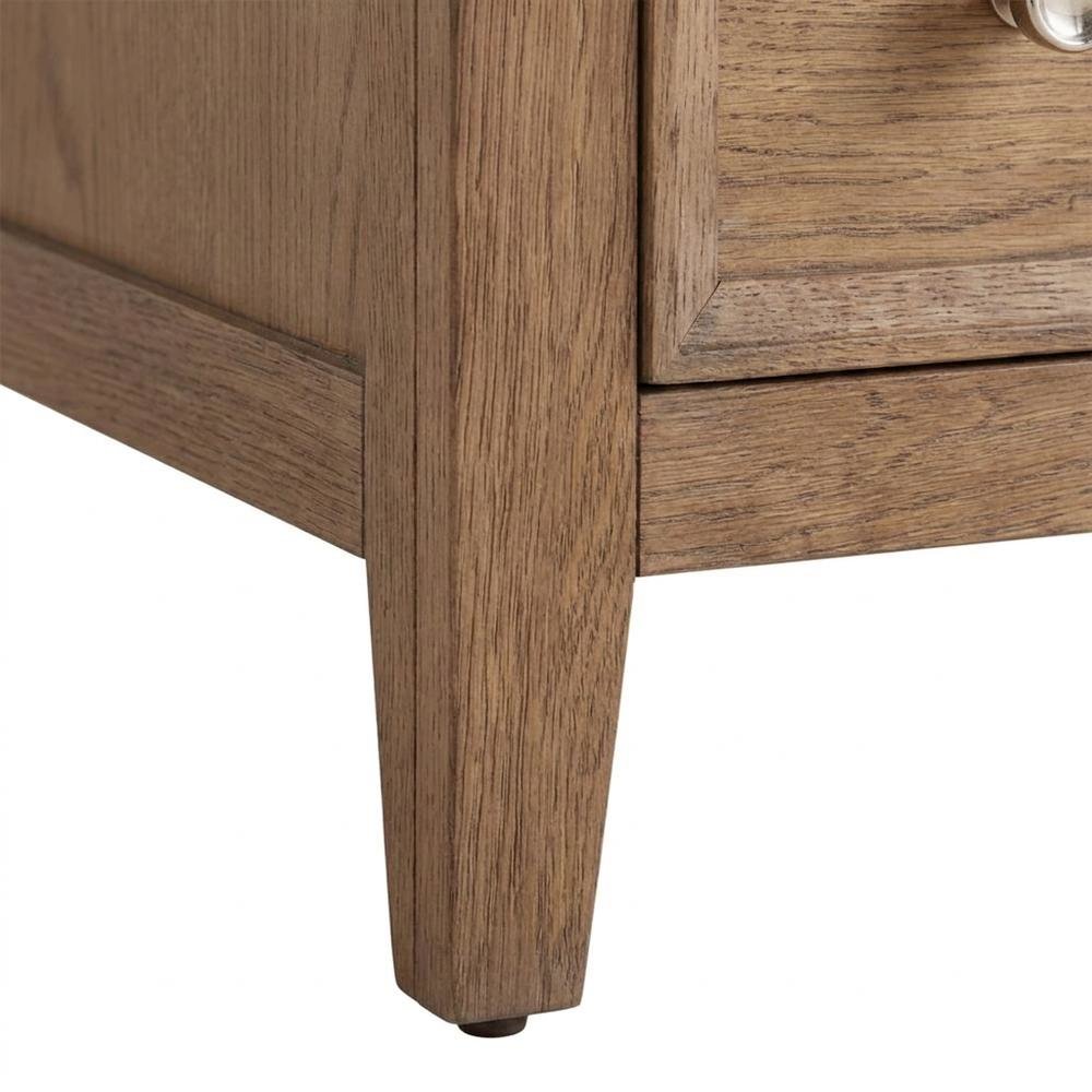 Hardwood Veneer Nightstand with Three Drawers and USB Outlets with Storage