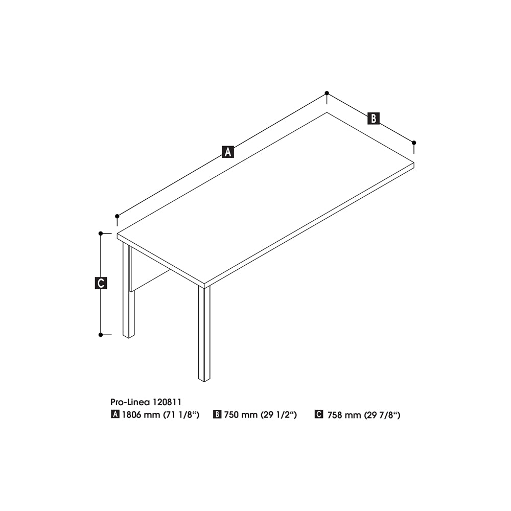 72W Return Table with Metal Legs
