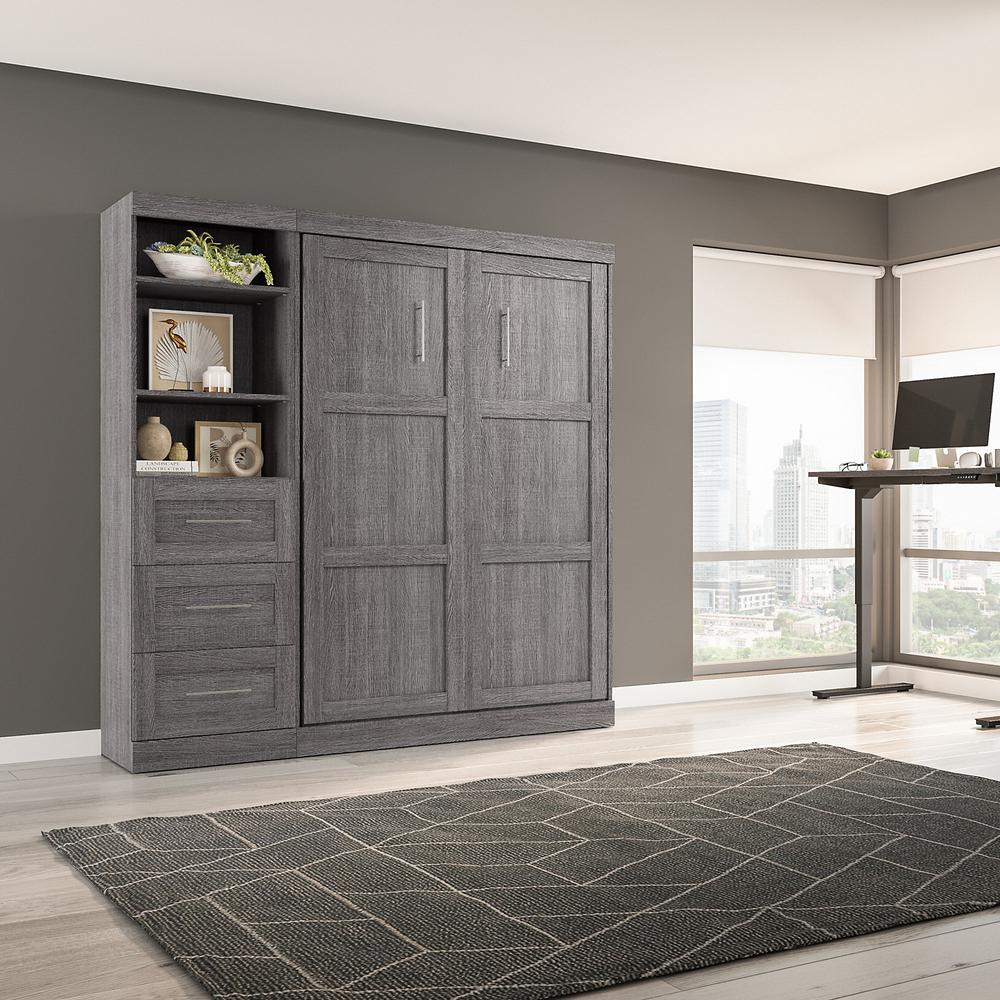 Murphy Bed and Storage Unit with Drawers, 84-inch Space-Saving Wall Bed