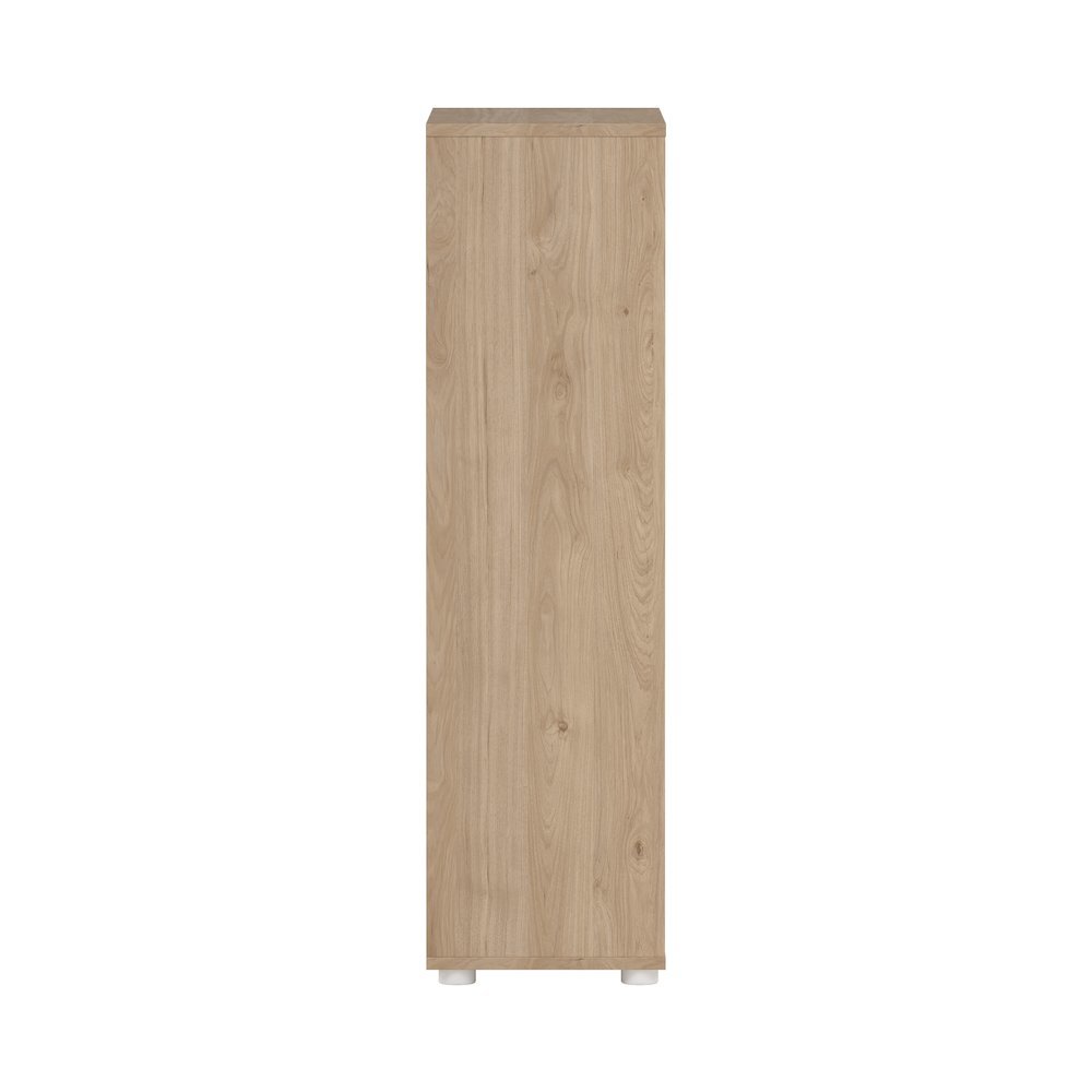 Brown 3-Shelf Bookcase with 2 Doors and Adjustable Storage Shelves