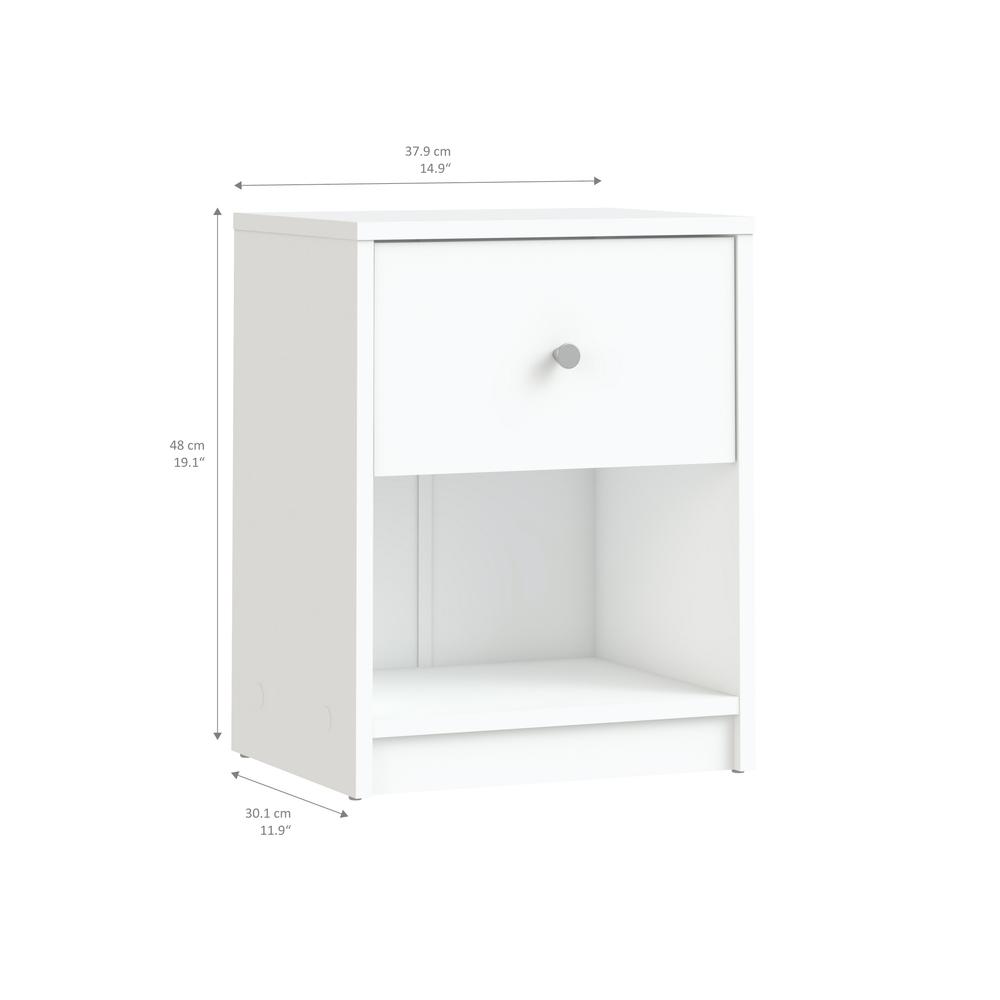 White 1 Drawer Nightstand - Modern Gray Nightstand with Hidden Compartment