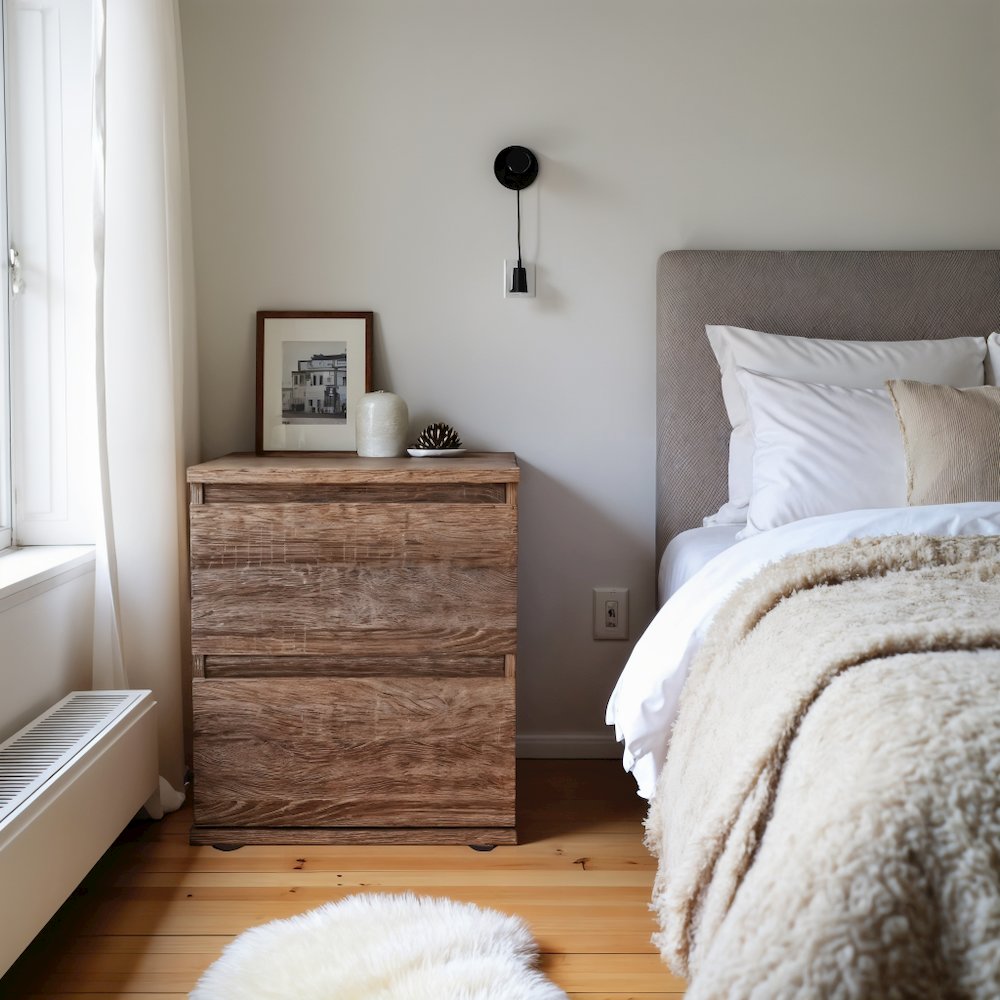 Brown 2 Drawer Nightstand - Stylish Small Dresser with Drawers for Bedrooms