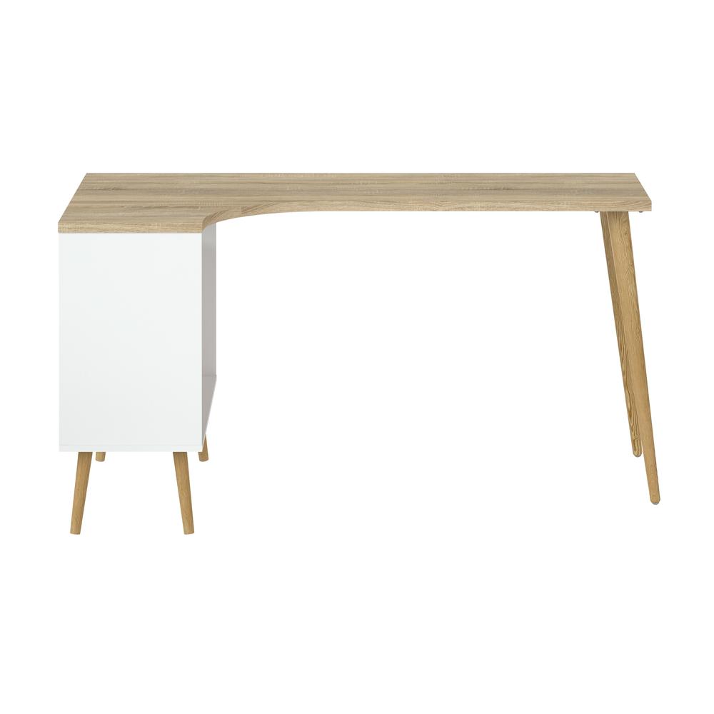 White Small Desk with Shelves - Compact Computer and Study Desk for Offices