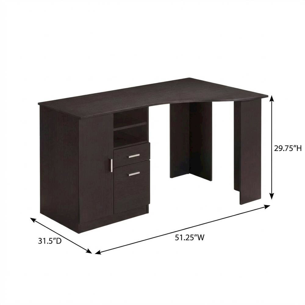 Espresso Office Desk with Storage and Workspace Organization