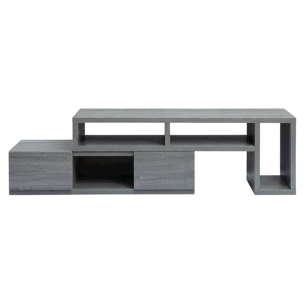 Adjustable TV Stand Console in Black with Sturdy Metal Frame, Cable Management