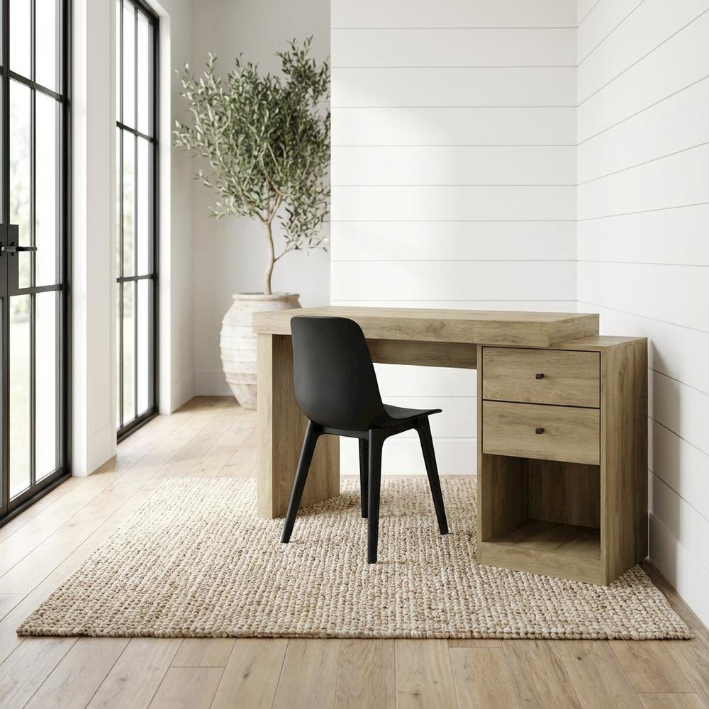 Pine Home Office Desk With Sturdy Construction And Ample Workspace
