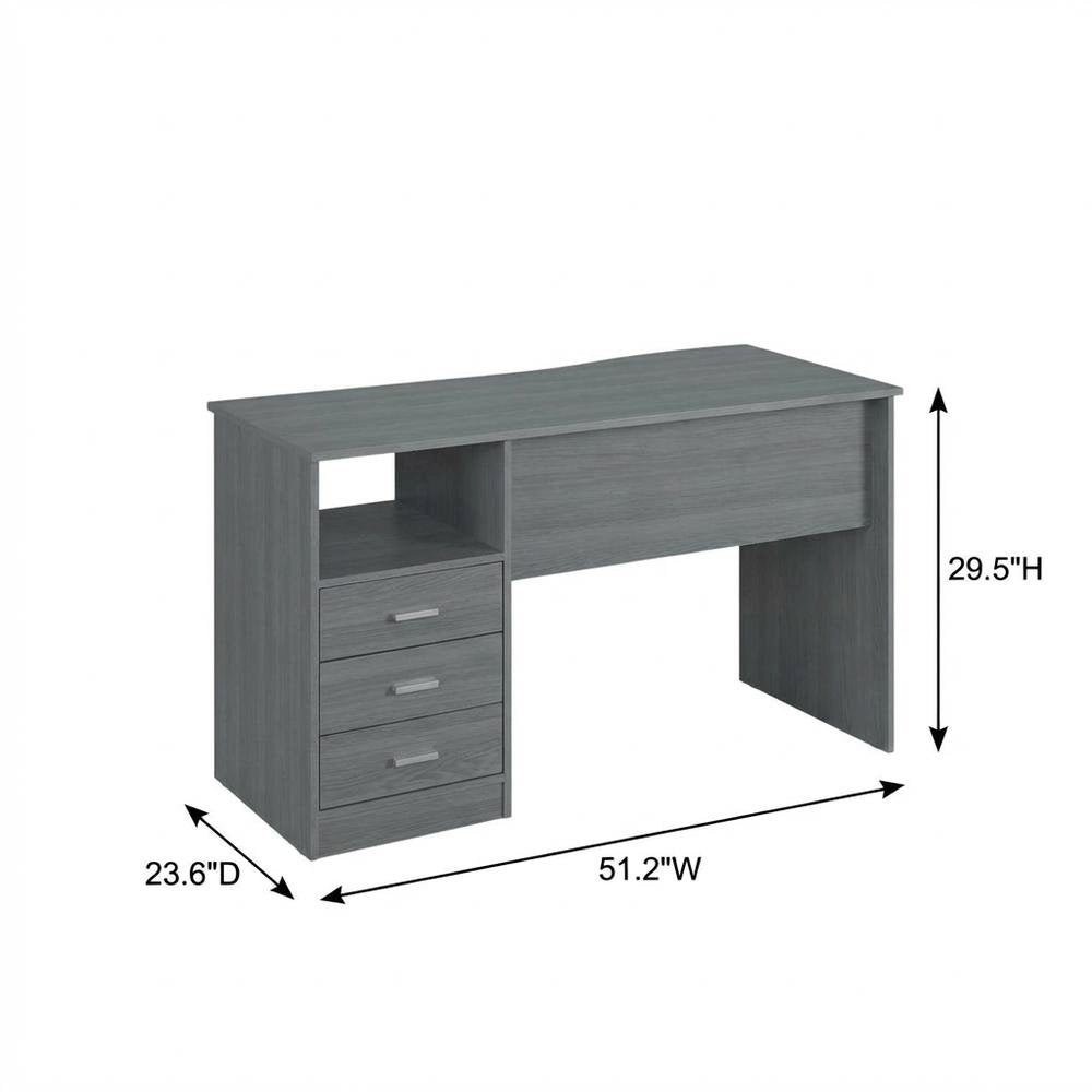 Grey Classic Computer Desk with Multiple Drawers for Home Office