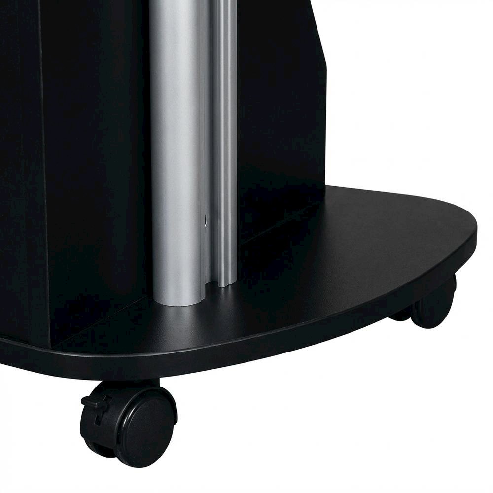 Black Rolling Adjustable Laptop Cart with Storage and Keyboard Shelf
