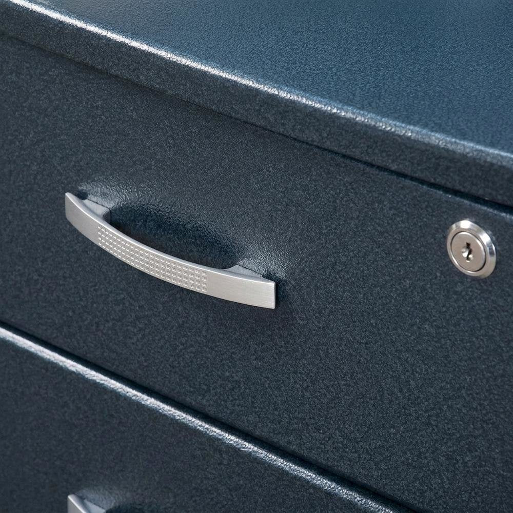 Graphite Rolling File Cabinet with Glass Top for Office Storage
