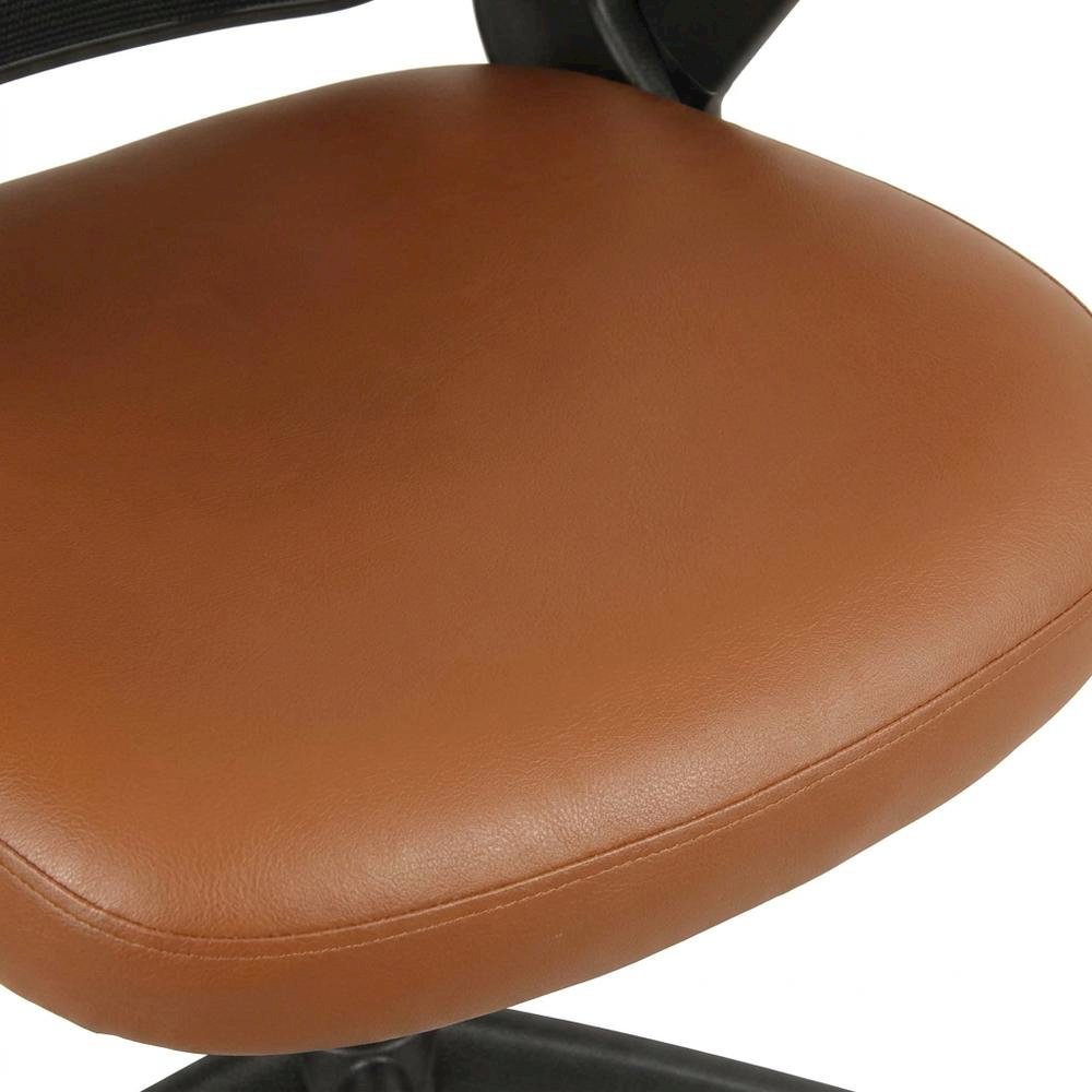 Brown Mesh Mid-Back Office Chair with Height-Adjustable Arms