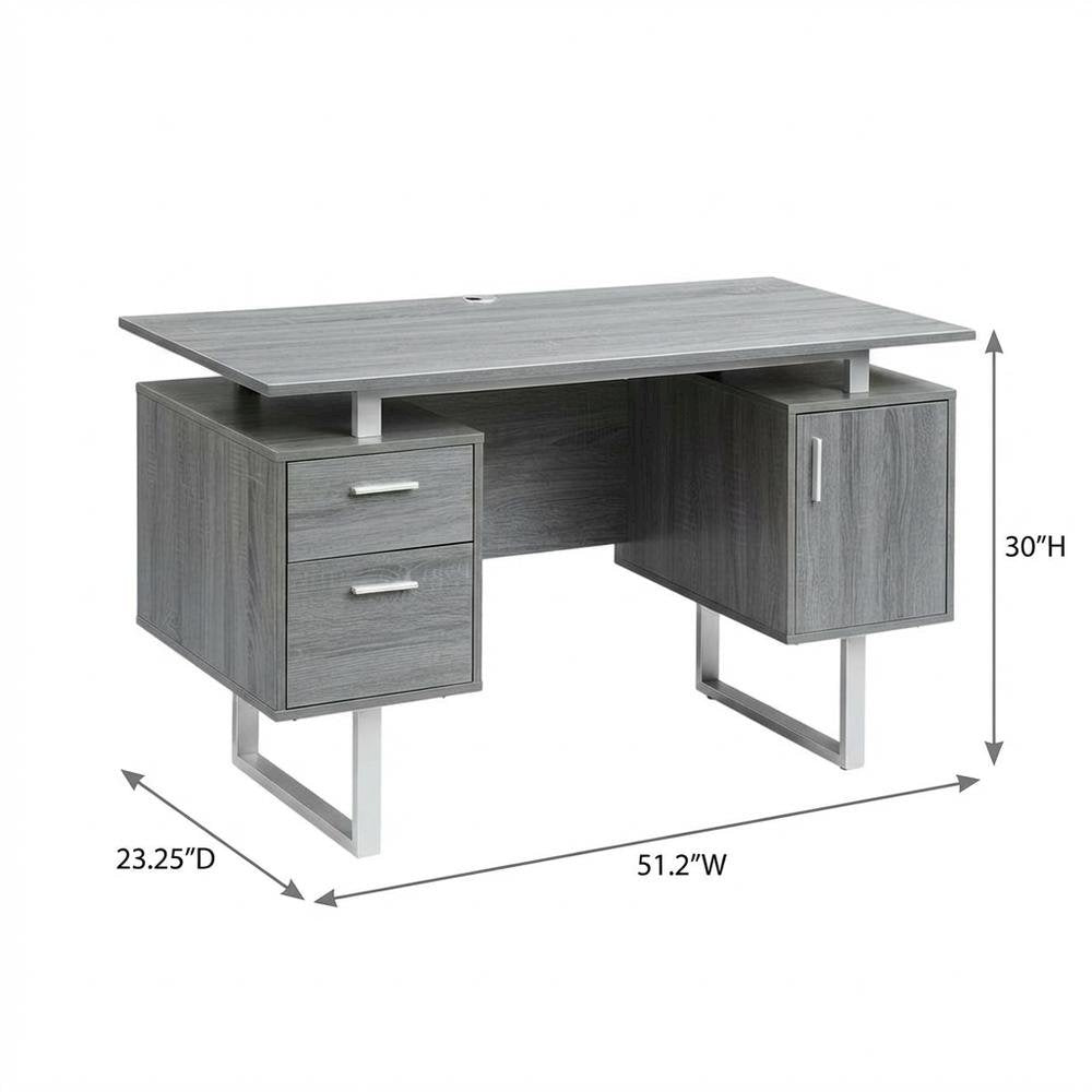 Modern Office Desk With Storage In Neutral Finish For Workspace Organization