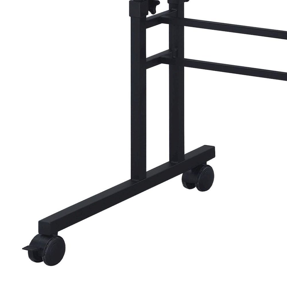 Black Adjustable Desk with Wheels, Computer and Office Table with Storage