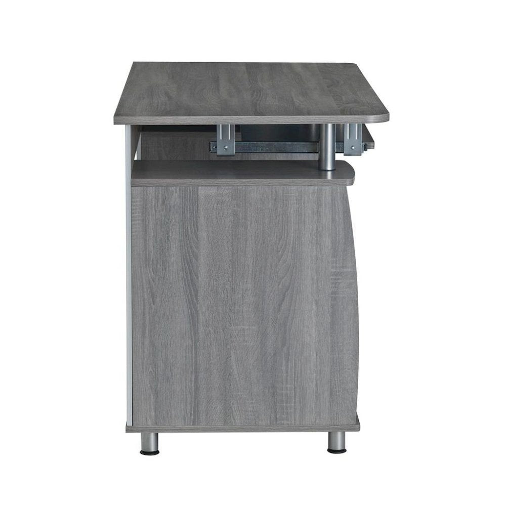 Gray Home Office Desk with Storage 2 Drawers, Keyboard Shelf, 2 Cabinets