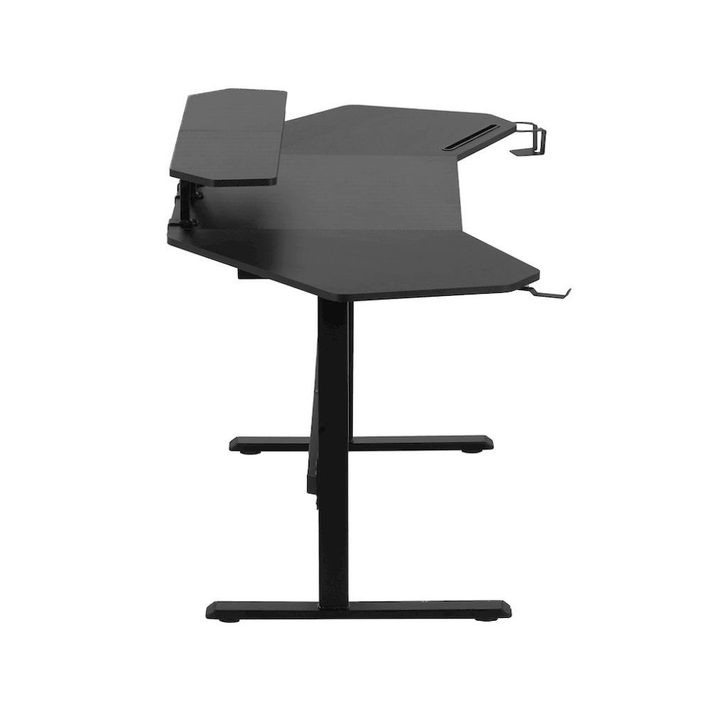 Black Gaming Desk with Wheels, Adjustable PC Desk Table for Gamers
