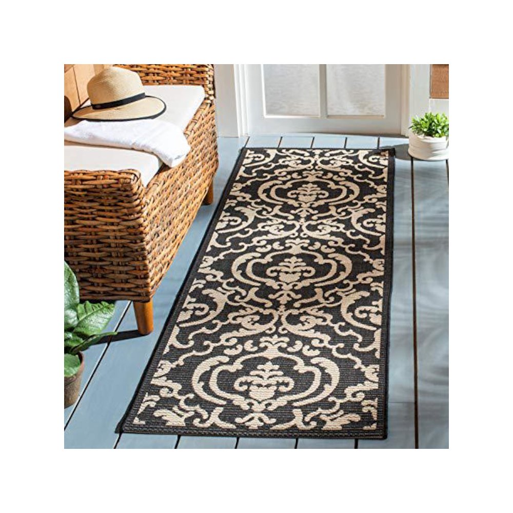 COURTYARD, BLACK / SAND, 2'-3" X 14', Area Rug, CY2663-3908-214