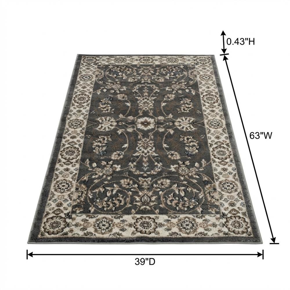 Gray and Cream Area Rug with Power Loomed Construction and Jute Backing