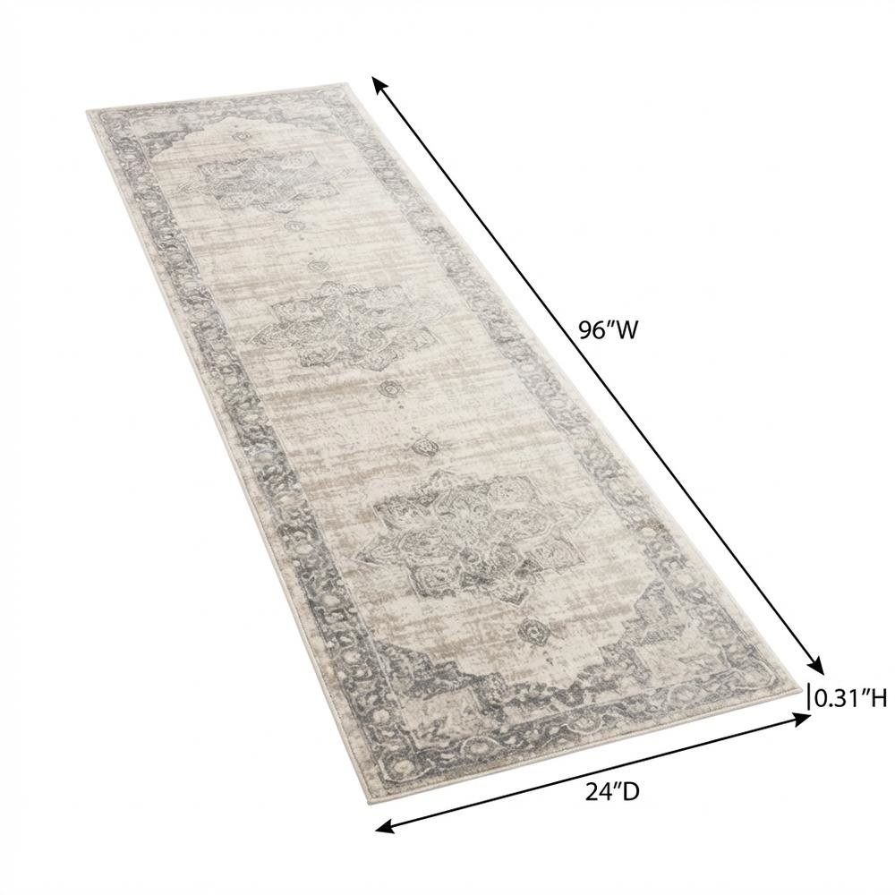Cream / Grey Area Rug with Jute Backing and Power Loomed Craftsmanship, Runner