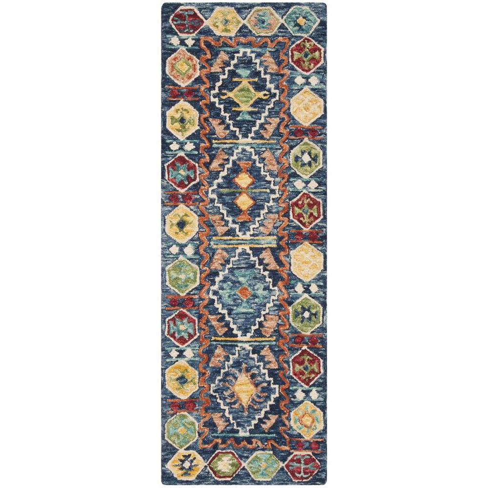 ASPEN, NAVY / GOLD, 2'-3" X 7', Area Rug