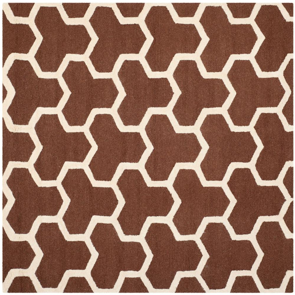 CAMBRIDGE, DARK BROWN / IVORY, 8' X 8' Square, Area Rug, CAM146H-8SQ