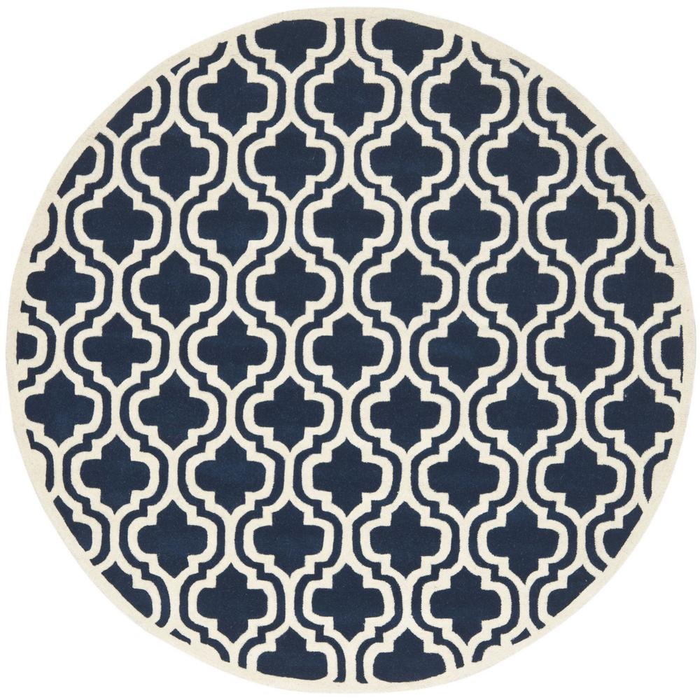 CHATHAM, DARK BLUE / IVORY, 5' X 5' Round, Area Rug, CHT727C-5R