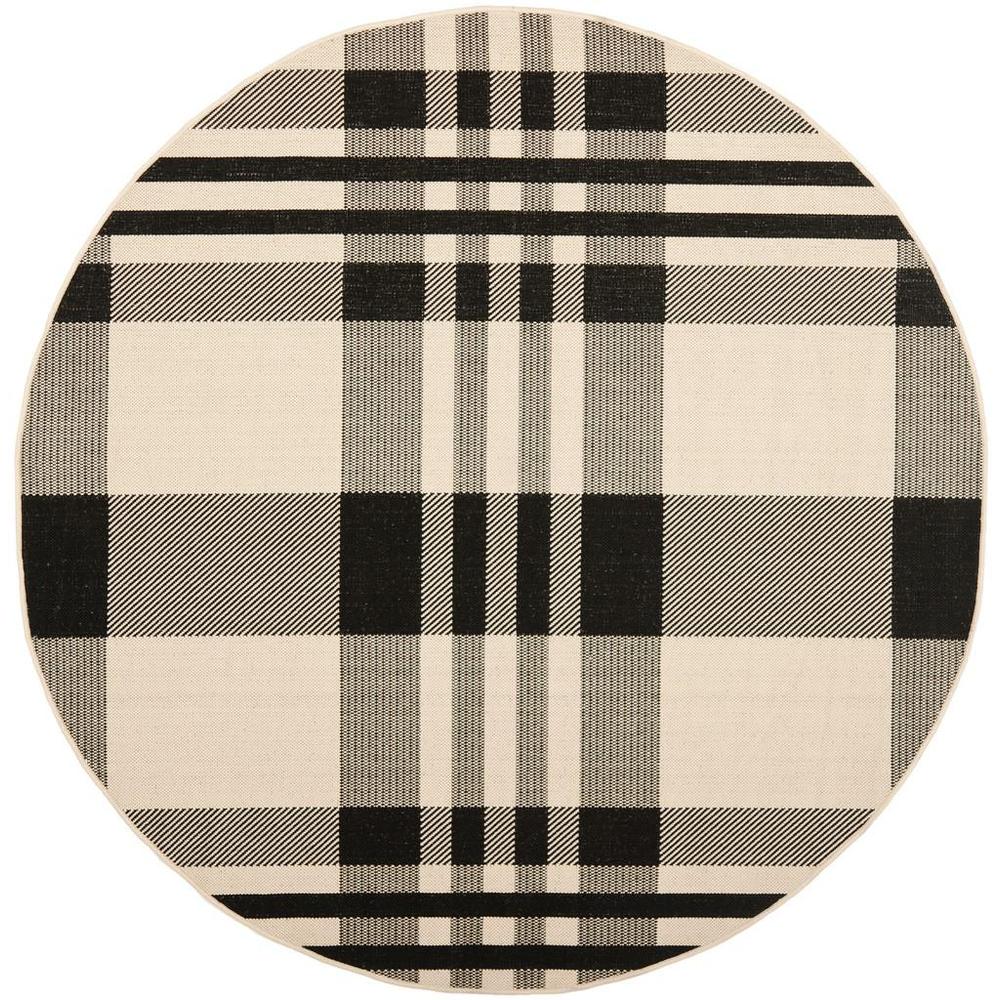COURTYARD, BLACK / BONE, 6'-7" X 6'-7" Round, Area Rug, CY6201-216-7R
