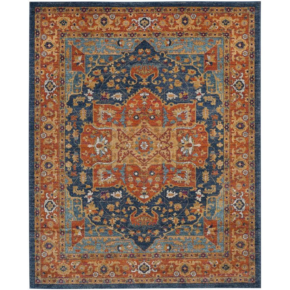EVOKE, BLUE / ORANGE, 12' X 18', Area Rug
