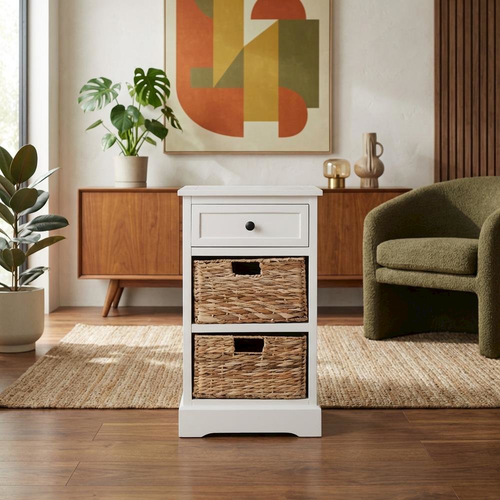 White Washed, Side Table, Quality Build, Durable Wood Frame