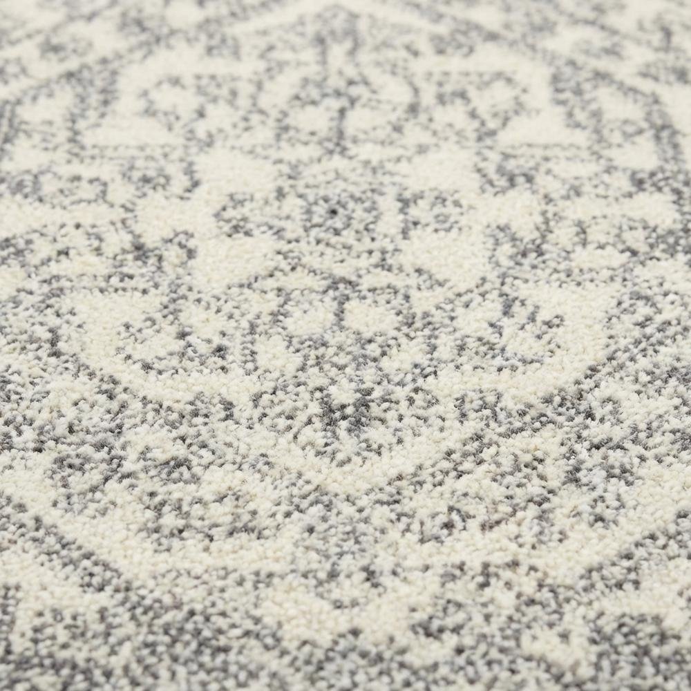 Ivory and Silver Area Rug with Power Loomed Polypropylene Pile for Accent Spaces