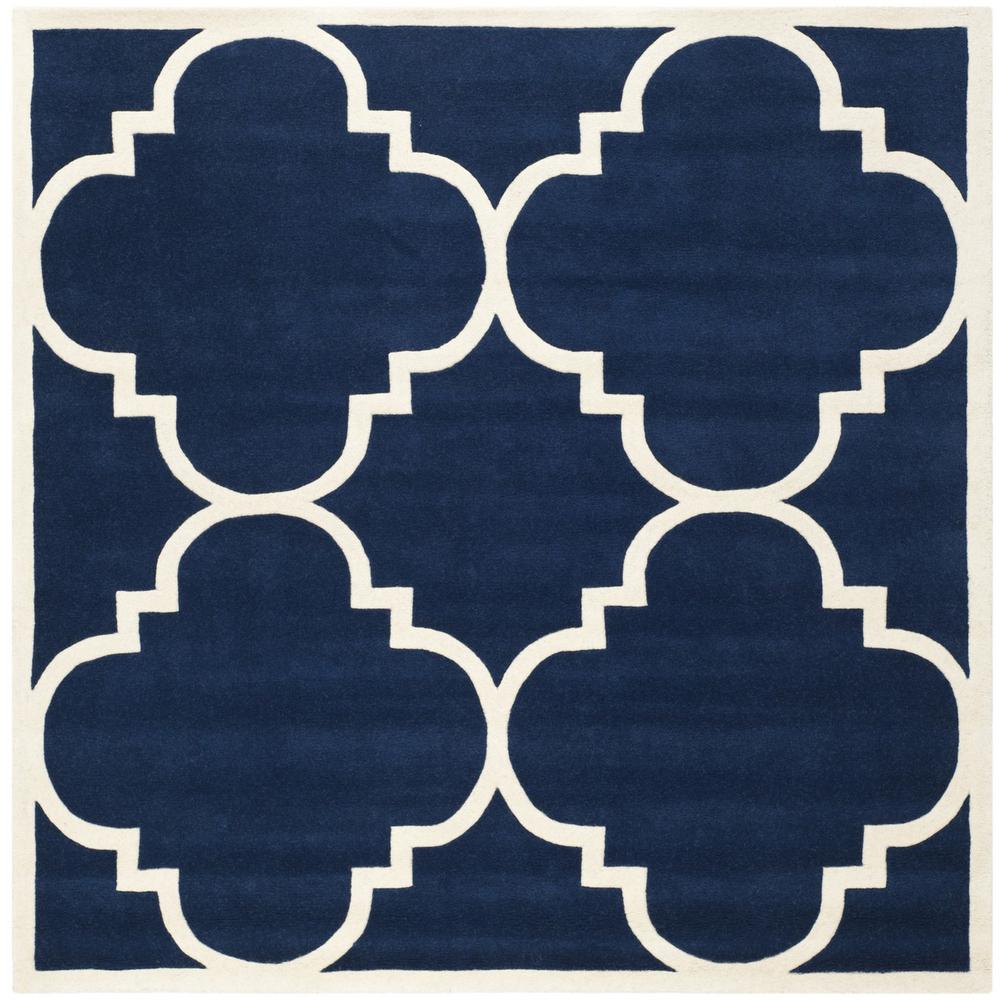 CHATHAM, DARK BLUE / IVORY, 8'-9" X 8'-9" Square, Area Rug, CHT730C-9SQ