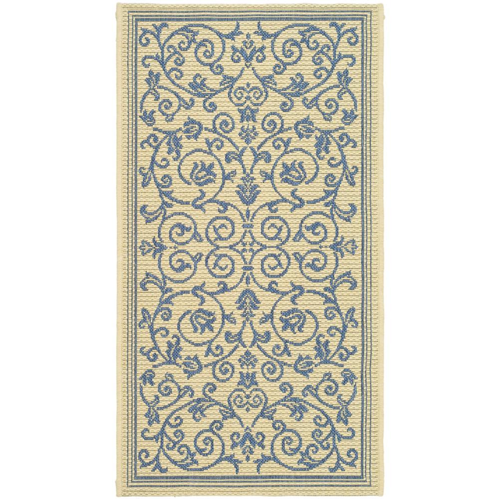 COURTYARD, NATURAL / BLUE, 5'-3" X 7'-7", Area Rug, CY2098-3101-5