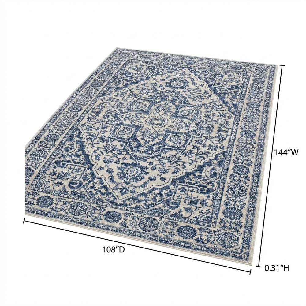 Navy and Light Grey Area Rug with Jute Backing and Power Loomed Construction