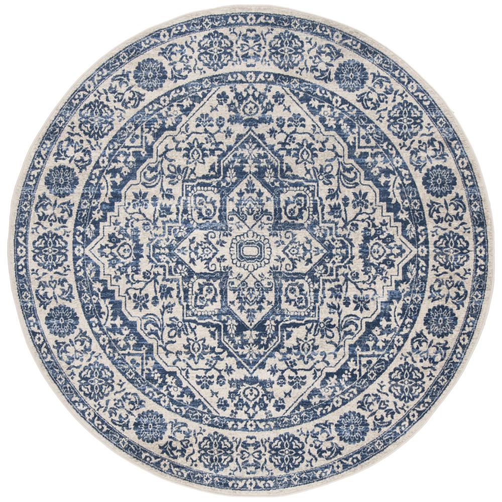 BRENTWOOD, NAVY / LIGHT GREY, 6'-7" X 6'-7" Round, Area Rug, BNT832M-7R
