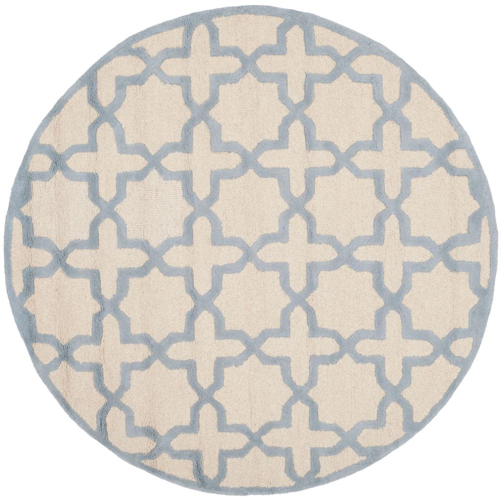CAMBRIDGE, IVORY / LIGHT BLUE, 6' X 6' Round, Area Rug, CAM125F-6R