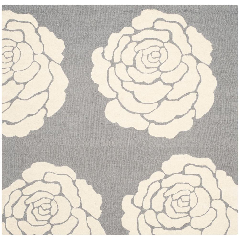 CAMBRIDGE, DARK GREY / IVORY, 6' X 6' Square, Area Rug, CAM782D-6SQ